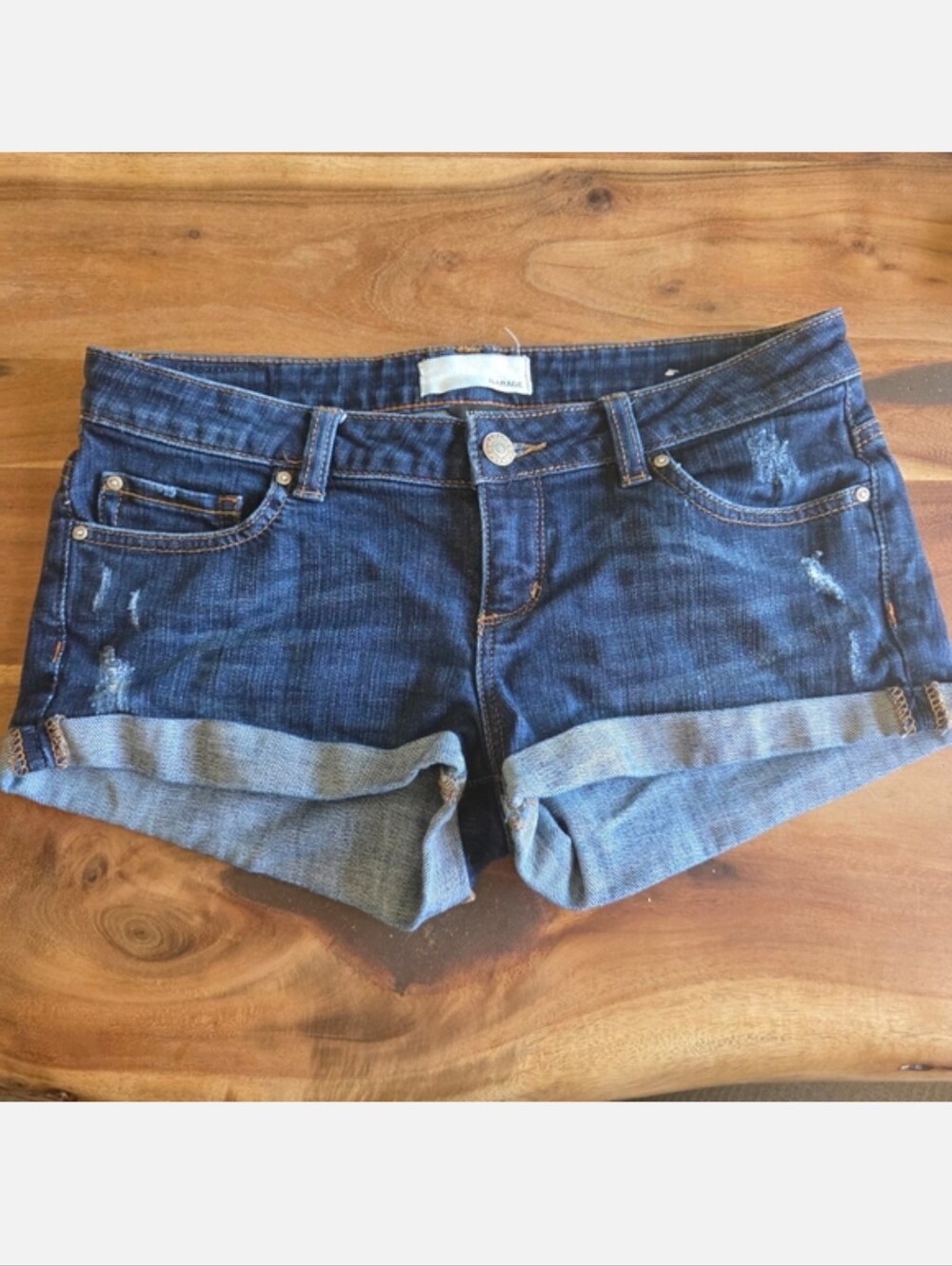 Garage Denim Distressed Cuffed Flirty Shorts Dark Wash-Festival- Size 5